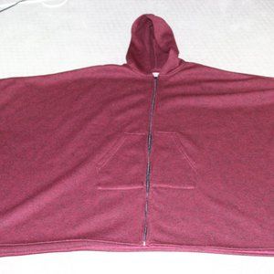Le Mode One Size Maroon Oversized Front Zipper Hooded Cape